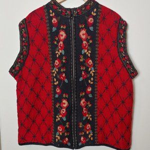 VTG Folk Nordic Knit Grandpa Vest Zip Up
